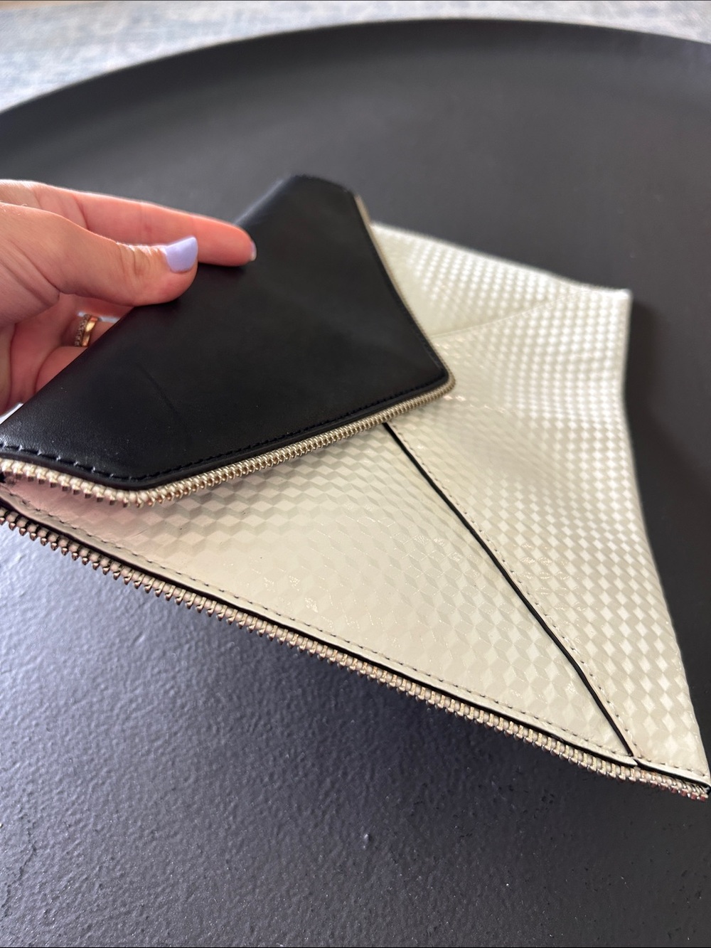 Rebecca Minkoff Two-Tone Black and White Envelope Clutch - Picture 5 of 5